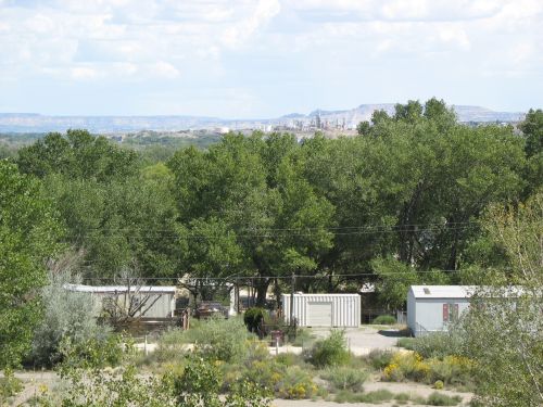 Trailers and Bloomfield Oil Refinery from Salmon Ruins, Bloomfield, New Mexico